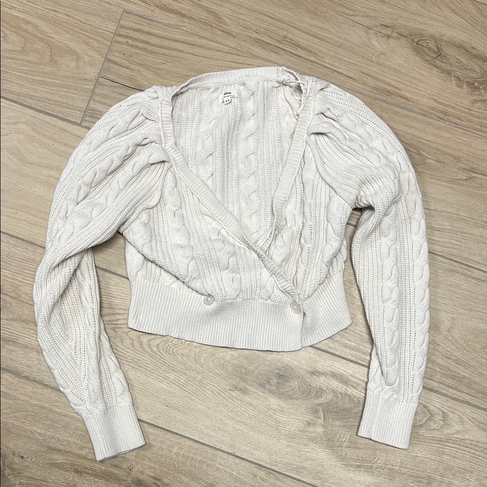 Aerie Cream Cable Knit Cardigan - Picture 1 of 6